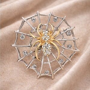 Spider Web Silver Gold Brooch